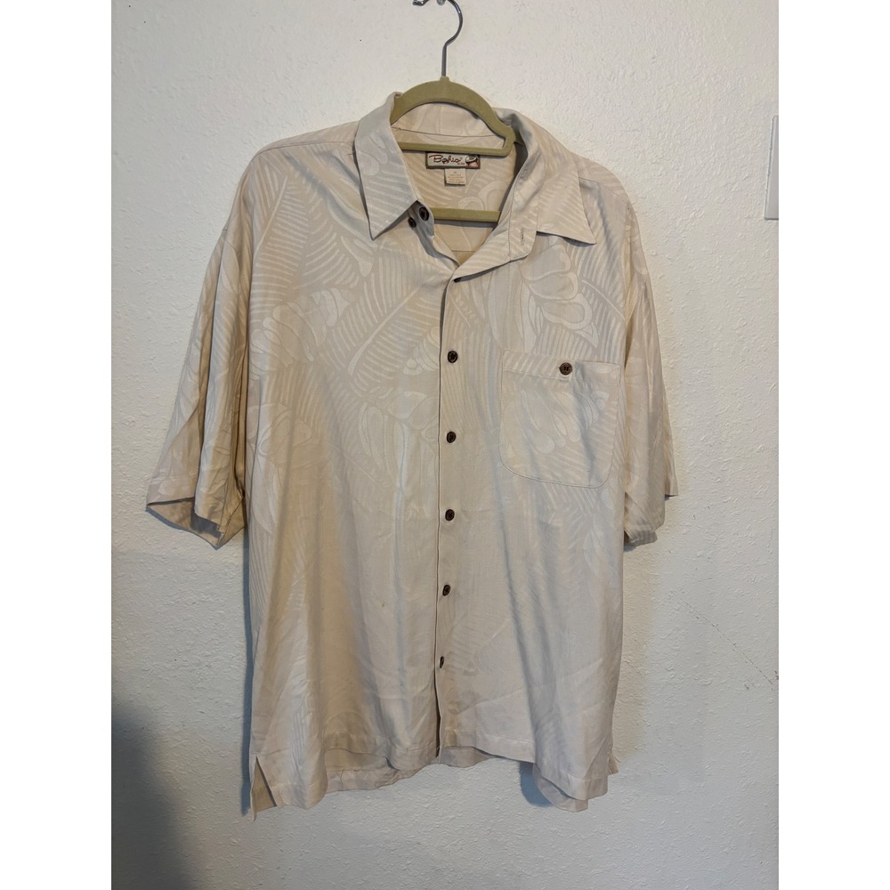 Bohio by JMP 100% Silk Aloha Hawaiian‎ Shirt King of the Beach Cocktail Print XL